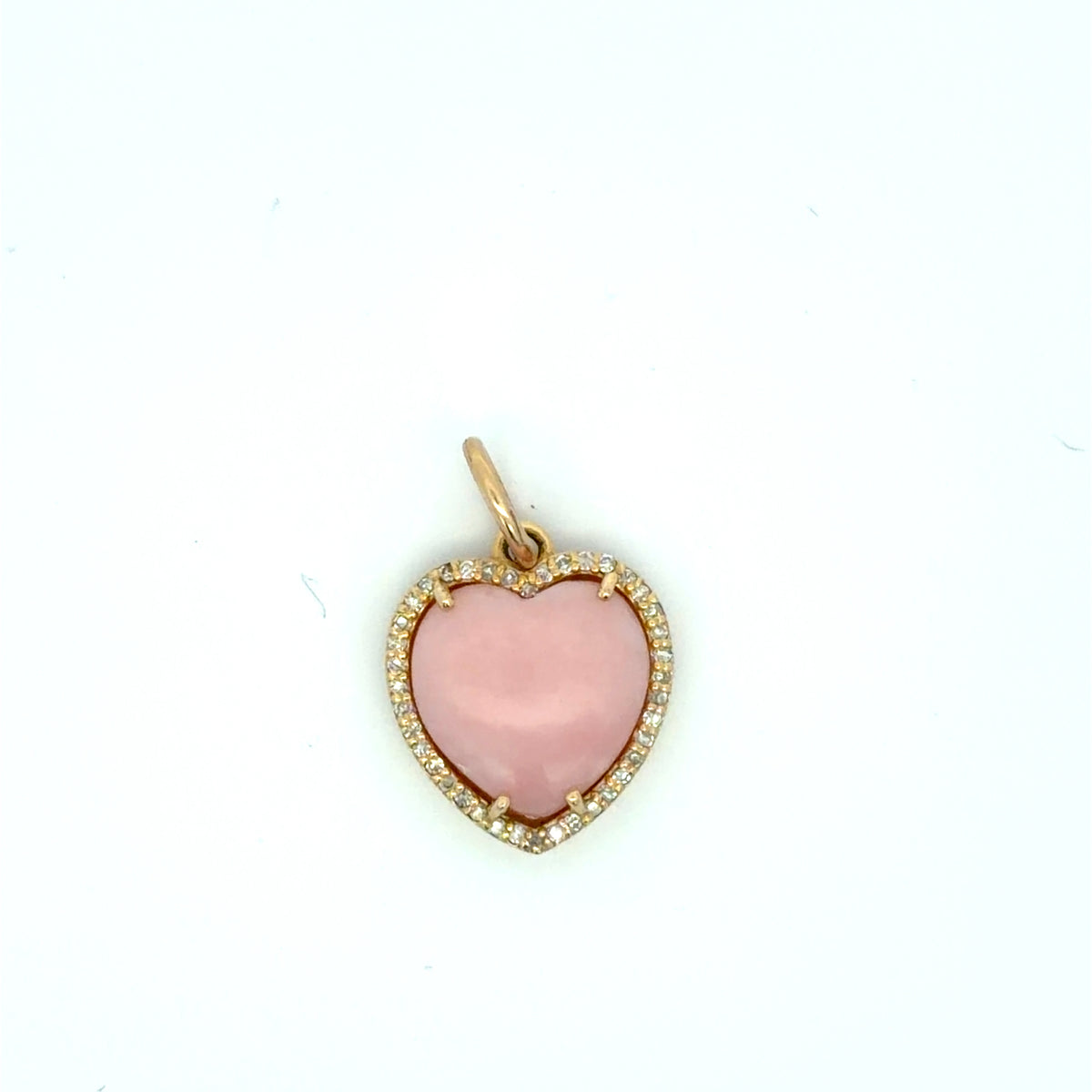 Heart-Shaped Pink Coral Halo Pendant in Yellow Gold