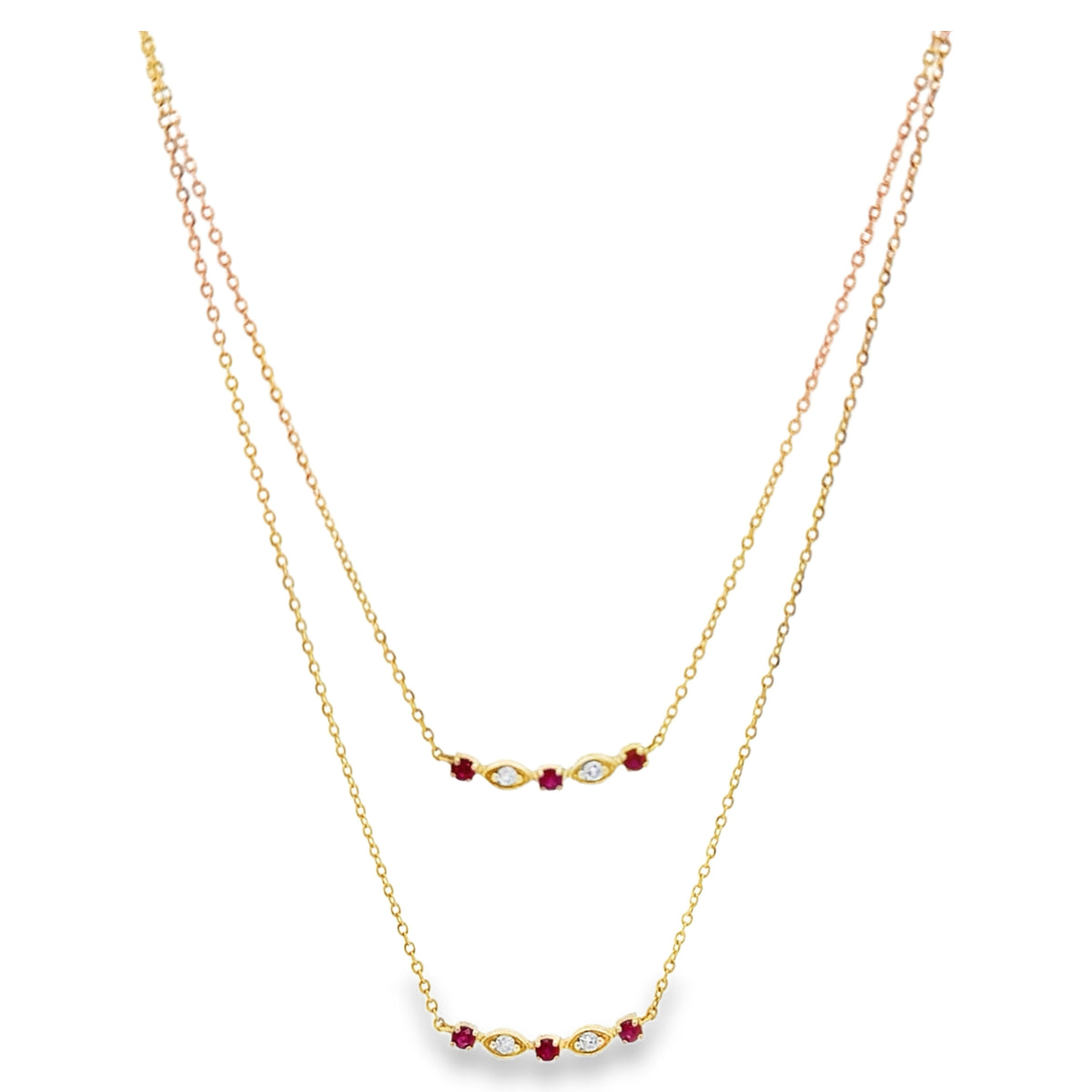Ruby and Diamond Layered Necklace
