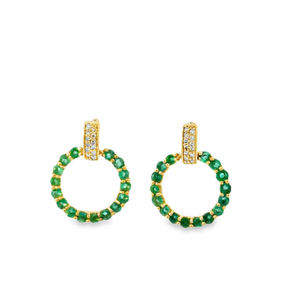Emerald Circle Drop Earrings