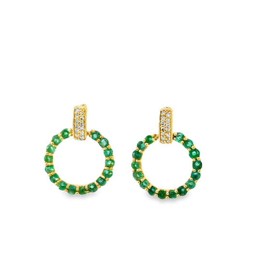 Emerald Circle Drop Earrings