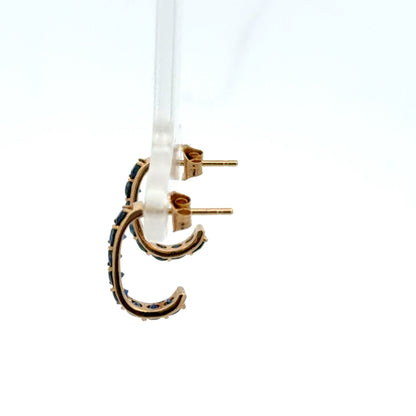 Royal Blue Sapphire Hoop Earrings