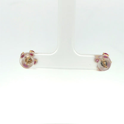 Ruby Clover Earrings in Yellow Gold