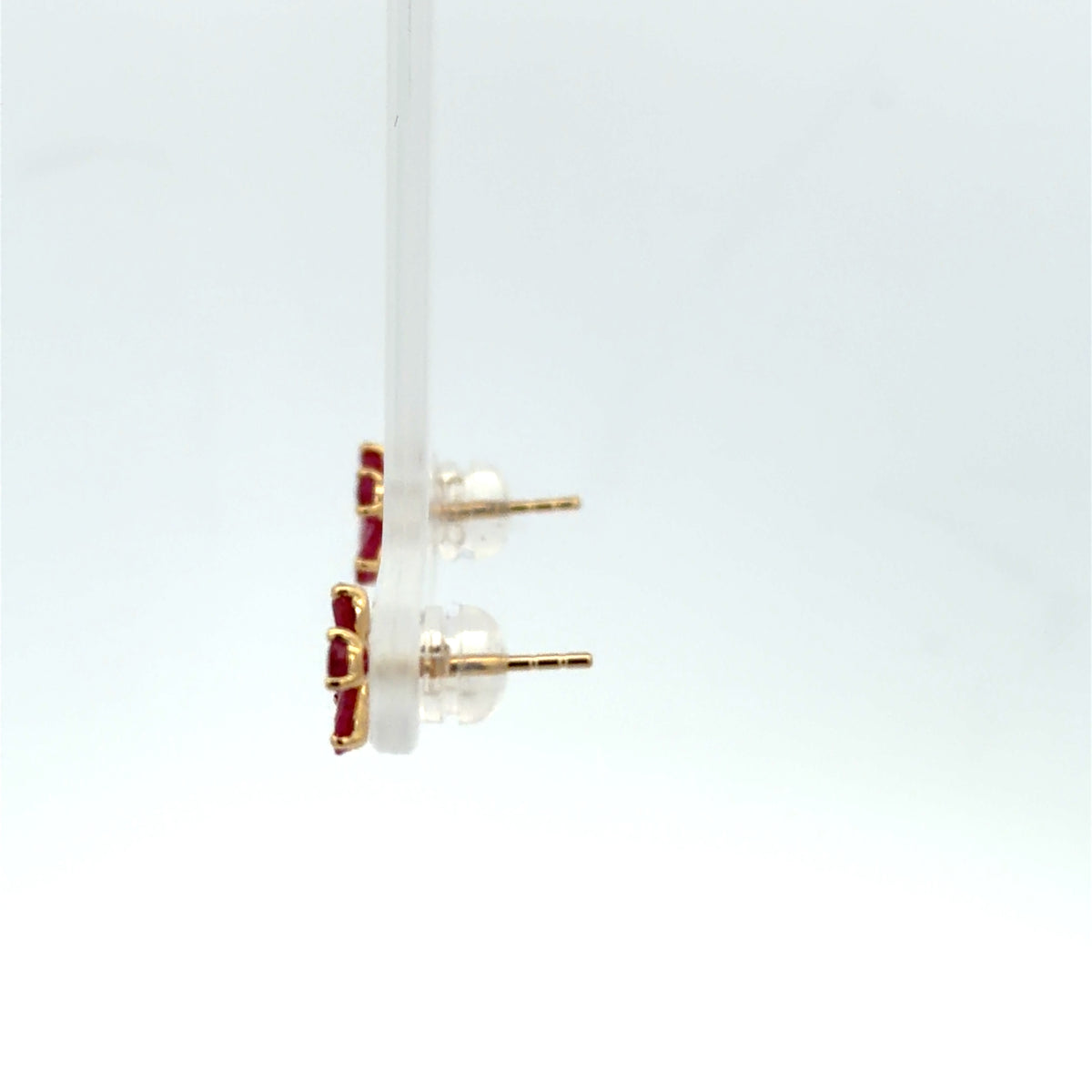Ruby Clover Earrings in Yellow Gold