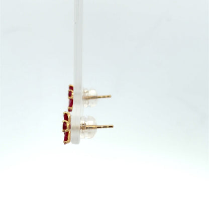 Ruby Clover Earrings in Yellow Gold
