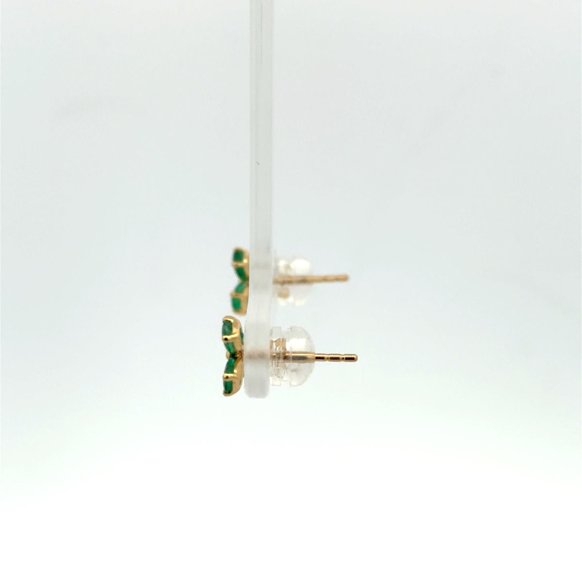 Emerald Clover Earrings in Yellow Gold