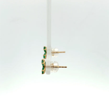 Emerald Clover Earrings in Yellow Gold