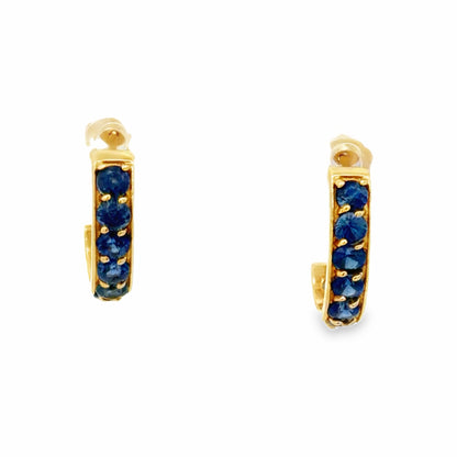 Royal Blue Sapphire Hoop Earrings