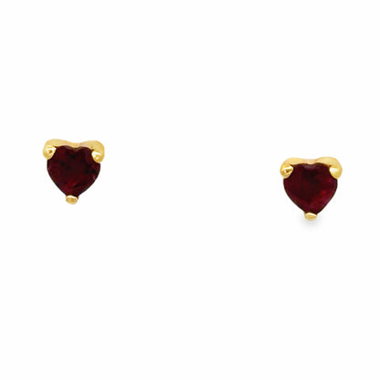 Mini Heart-Shaped Ruby Earrings