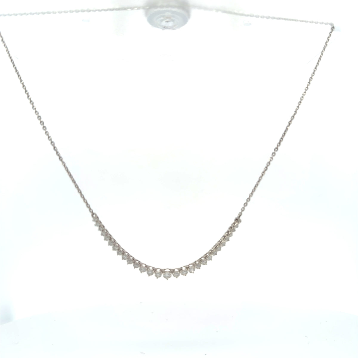 Curved Diamond Bar Necklace in White Gold
