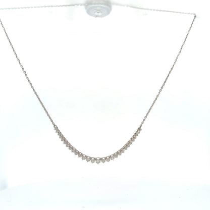 Curved Diamond Bar Necklace in White Gold