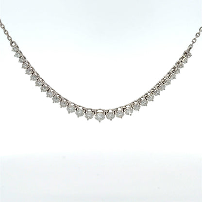 Curved Diamond Bar Necklace in White Gold