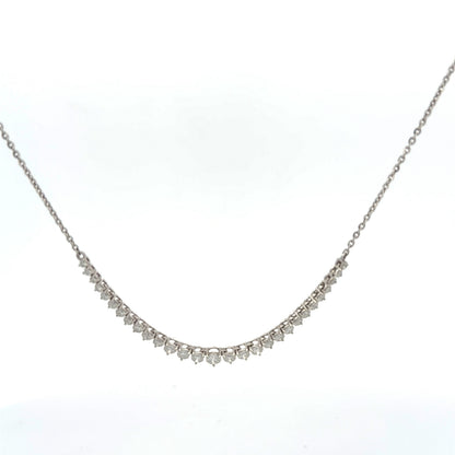 Curved Diamond Bar Necklace in White Gold