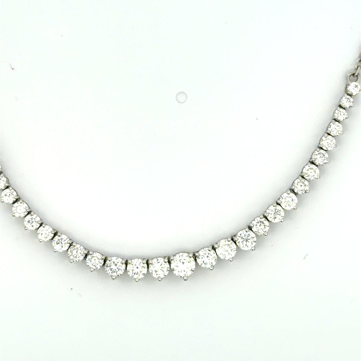 Curved Diamond Bar Necklace in White Gold