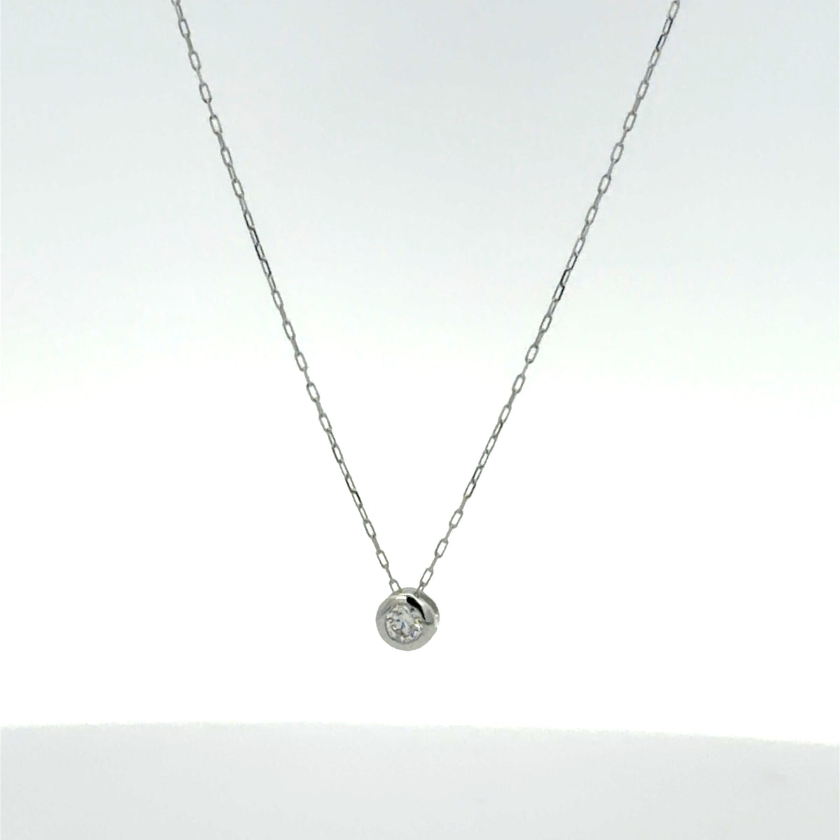 White Gold Diamond Solitaire Pendant Necklace 0.07ct
