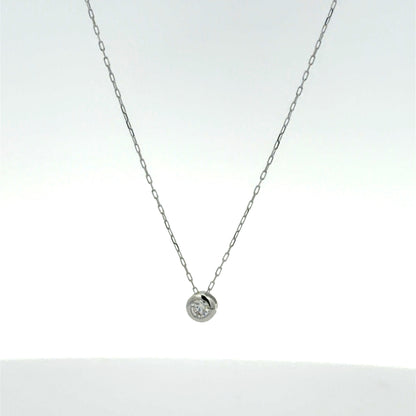 White Gold Diamond Solitaire Pendant Necklace 0.07ct