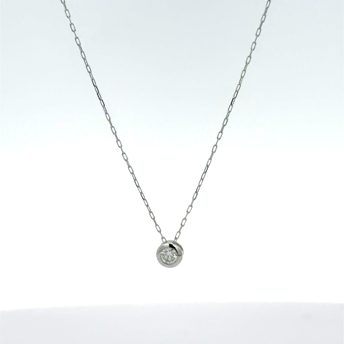 White Gold Diamond Solitaire Pendant Necklace 0.07ct
