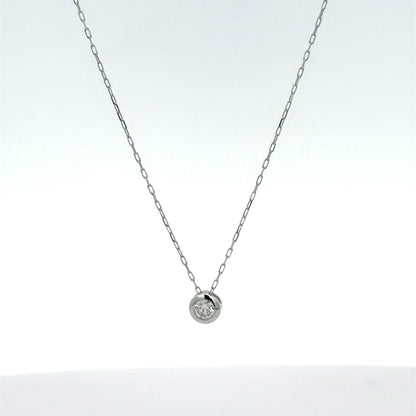 White Gold Diamond Solitaire Pendant Necklace 0.07ct