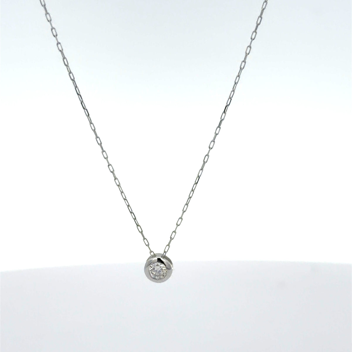 White Gold Diamond Solitaire Pendant Necklace 0.07ct