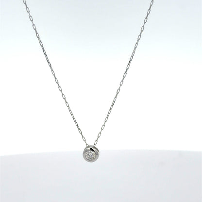 White Gold Diamond Solitaire Pendant Necklace 0.07ct