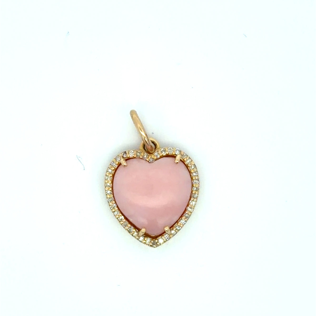 Heart-Shaped Pink Coral Halo Pendant in Yellow Gold