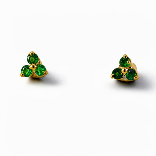 Mini Flowers Emerald Earrings