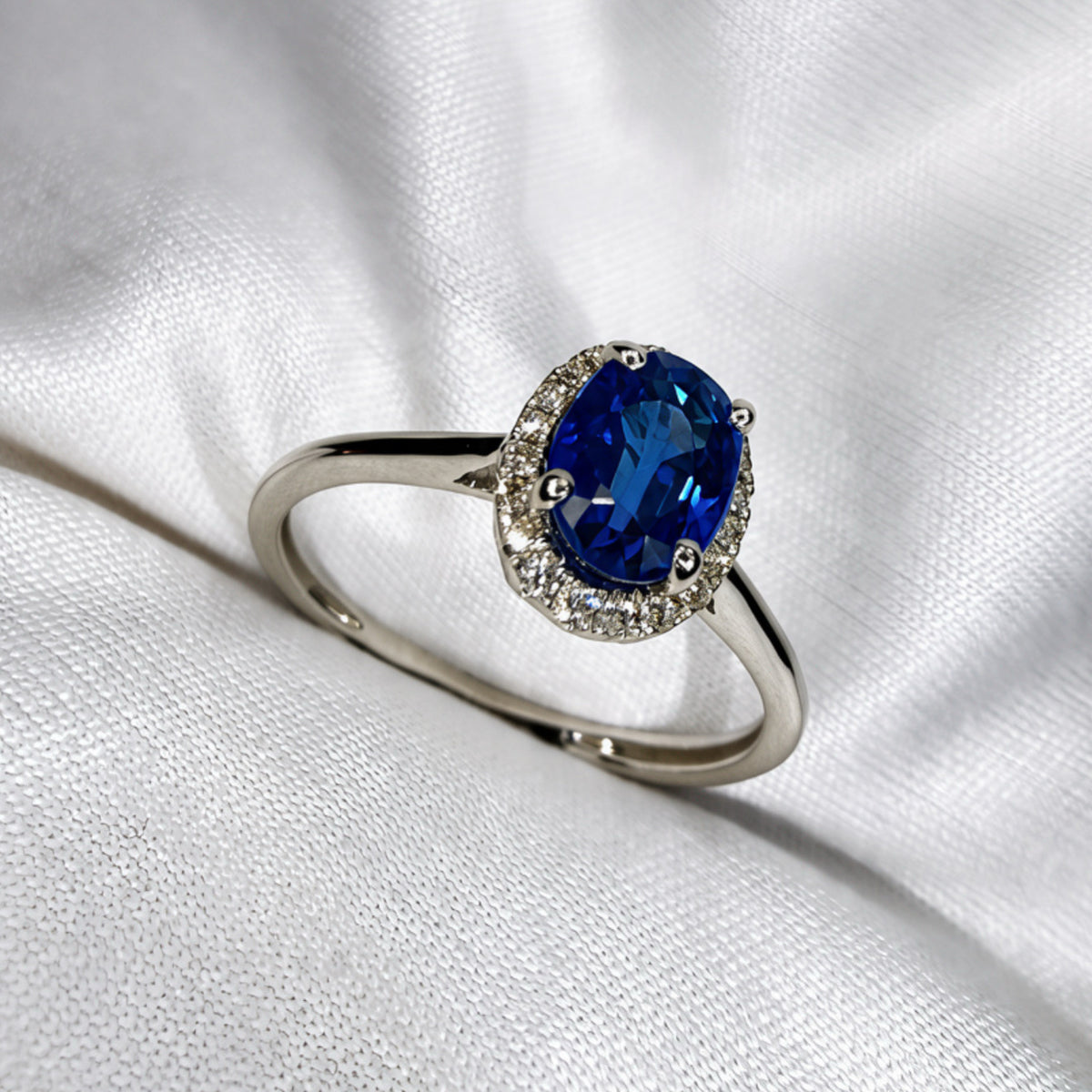Kyanite Halo Ring