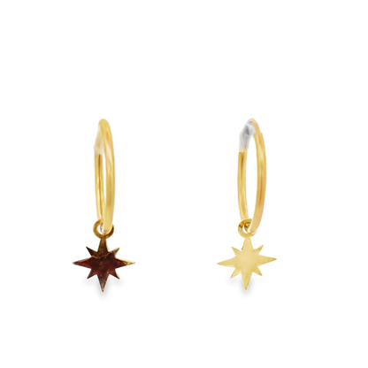 Little Eight-Pointed Star Hoop Earrings