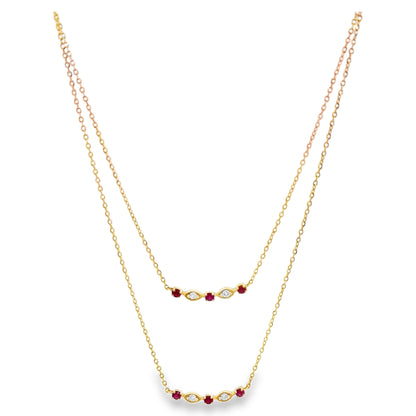 Ruby and Diamond Layered Necklace