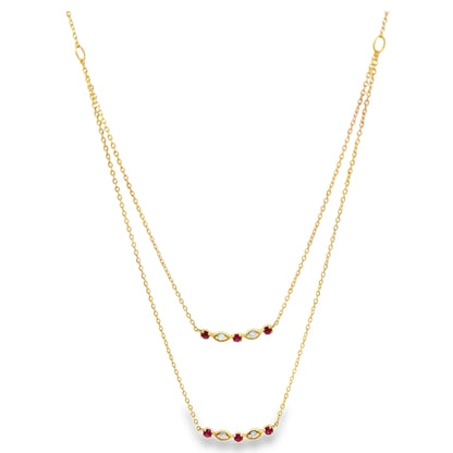 Ruby and Diamond Layered Necklace
