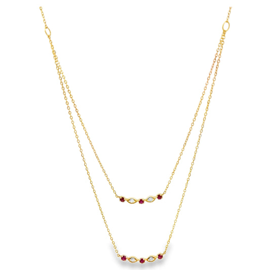 Ruby and Diamond Layered Necklace