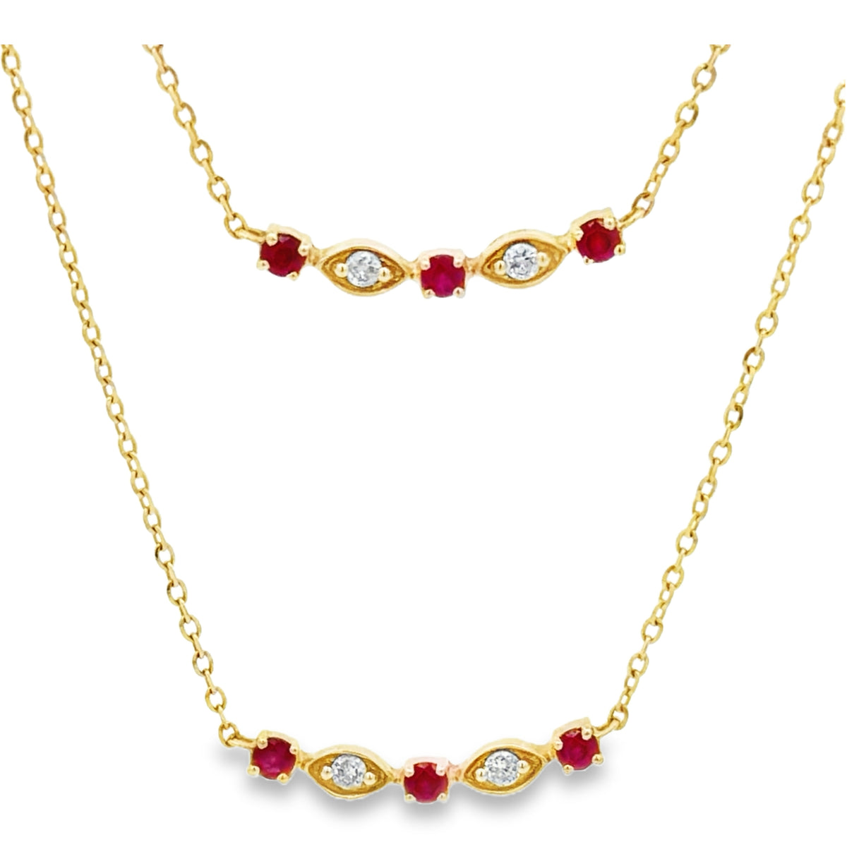 Ruby and Diamond Layered Necklace