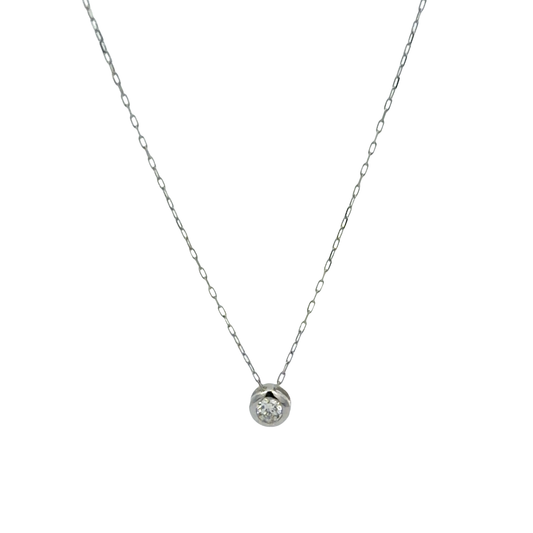 White Gold Diamond Solitaire Pendant Necklace 0.07ct