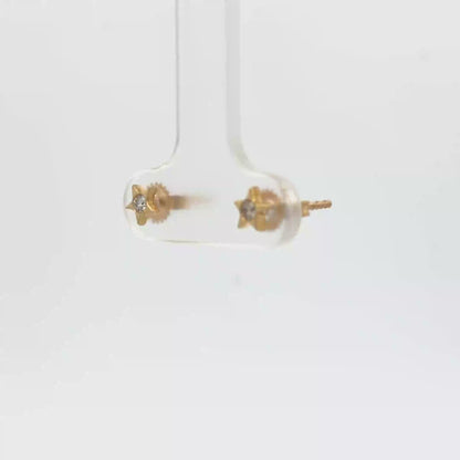 Yellow Gold Star Diamond Stud Earrings