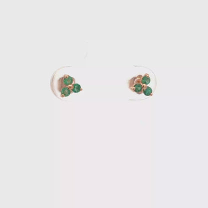 Mini Flowers Emerald Earrings