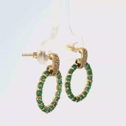 Emerald Circle Drop Earrings