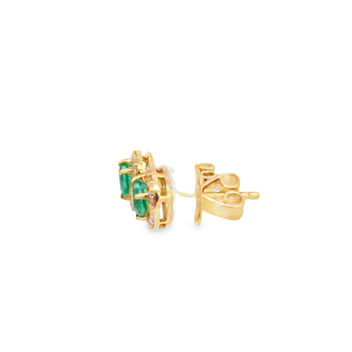 Heart Shaped Emerald Stud Earrings in Yellow Gold