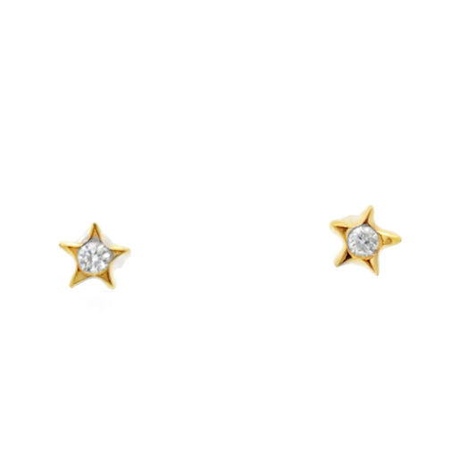 Yellow Gold Star Diamond Stud Earrings