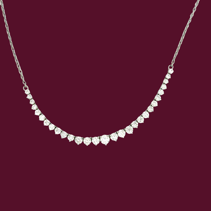 Curved Diamond Bar Necklace in White Gold